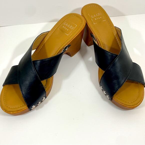 Kari Blue Strap Sandals Black Nail Head Accents Size 9 - Picture 11 of 15